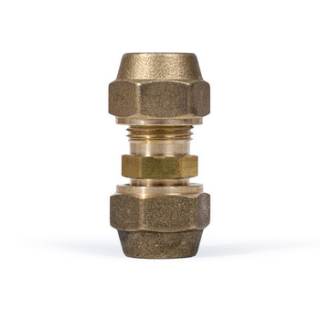 Brass tube fitting with 2 female screws 3/8\"